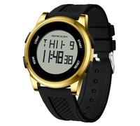 RORIOS Reloj de Pulsera Sencillo Electrónico Reloj Digital para Hombre Reloj Multifuncional Deportivo Relojes Casual Impermeable Correa de Silicona Negro Oro B