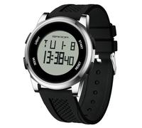 RORIOS Reloj de Pulsera Sencillo Electrónico Reloj Digital para Hombre Reloj Multifuncional Deportivo Relojes Casual Impermeable Correa de Silicona Negro Plata B
