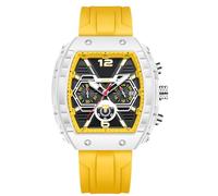 RORIOS Reloj de Pulsera Tonneau para Hombre Relojes Elegante Casual Reloj Deportivos Cuarzo Analógico con Correa de Silicona Multifuncional Amarillo