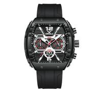 RORIOS Reloj de Pulsera Tonneau para Hombre Relojes Elegante Casual Reloj Deportivos Cuarzo Analógico con Correa de Silicona Multifuncional Negro A