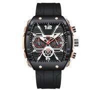 RORIOS Reloj de Pulsera Tonneau para Hombre Relojes Elegante Casual Reloj Deportivos Cuarzo Analógico con Correa de Silicona Multifuncional Negro B