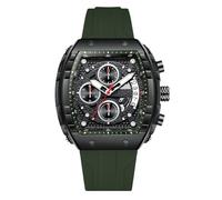 RORIOS Reloj de Pulsera Tonneau para Hombre Relojes Elegante Casual Reloj Deportivos Silicona Reloj Cuarzo Analógico Reloj Multifuncional Cronógrafo Verde