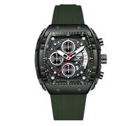 RORIOS Reloj de Pulsera Tonneau para Hombre Relojes Elegante Casual Reloj Deportivos Silicona Reloj Cuarzo Analógico Reloj Multifuncional Cronógrafo Verde