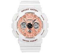 RORIOS Reloj Digital Militar Unisex Mujer Hombre - Pulsera Impermeable Deportivo Multifuncional Moda Oro Rosa Blanco
