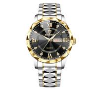RORIOS Reloj Elegante Cuarzo Hombre Reloj Clásico Cuarzo Diamante Impermeable Multifuncional Oro Negro
