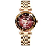 RORIOS Reloj Elegante de Mujer Relojes de Pulsera Moda Analógico Cuarzo Relojes Diamantes Acero Inoxidable Reloj Señora Simple Rojo A