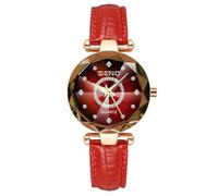 RORIOS Reloj Elegante de Mujer Relojes de Pulsera Moda Analógico Cuarzo Relojes Diamantes Acero Inoxidable Reloj Señora Simple Rojo B