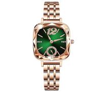 RORIOS Reloj Elegante de Mujer Relojes Vintage Cuadrado Relojes de Pulsera Señora Analógico Cuarzo Reloj Diamantes Acero Inoxidable Verde