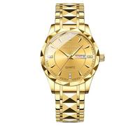 RORIOS Reloj Hombre Acero Inoxidable Cuarzo Analógico Fecha y Manecillas Luminiscentes Diseño Clásico Traje Uso Diario Regalo para Día del Padre Aniversario Cumpleaños Oro