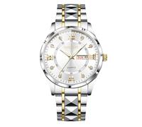 RORIOS Reloj Hombre Acero Inoxidable Cuarzo Analógico Fecha y Manecillas Luminiscentes Diseño Clásico Traje Uso Diario Regalo para Día del Padre Aniversario Cumpleaños Blanco A