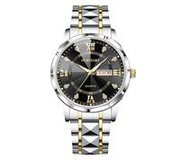 RORIOS Reloj Hombre Acero Inoxidable Cuarzo Analógico Fecha y Manecillas Luminiscentes Diseño Clásico Traje Uso Diario Regalo para Día del Padre Aniversario Cumpleaños Negro A