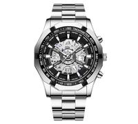 RORIOS Reloj Hombre Acero Inoxidable Resistente al Agua Relojes Analógico con Dial Estilizado & Correa Duradera Clásico Funcional para Uso Diario & Reuniones de Negocios Negro