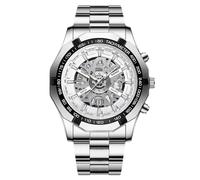 RORIOS Reloj Hombre Acero Inoxidable Resistente al Agua Relojes Analógico con Dial Estilizado & Correa Duradera Clásico Funcional para Uso Diario & Reuniones de Negocios Blanco