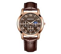 RORIOS Reloj Hombre Correa Piel Movimiento Cuarzo Relojes Pulsera Números Romanos Watch Casual Moda Negocios para el Día Marrón