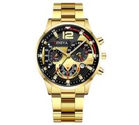 RORIOS Reloj Hombre Cronógrafo Pulsera Acero Inoxidable Estiloso para Diario/Trabajo/Outdoor Relojes de Cuarzo Oro