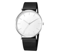 RORIOS Reloj Hombre Cuarzo Correa Acero Inoxidable Malla Delgado Minimalista Resistente al Agua Varias Opciones Color para Cotidiano/Oficina/Cita Blanco Plata A