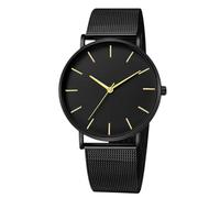 RORIOS Reloj Hombre Cuarzo Correa Acero Inoxidable Malla Delgado Minimalista Resistente al Agua Varias Opciones Color para Cotidiano/Oficina/Cita Negro C