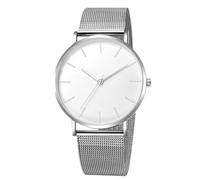 RORIOS Reloj Hombre Cuarzo Correa Acero Inoxidable Malla Delgado Minimalista Resistente al Agua Varias Opciones Color para Cotidiano/Oficina/Cita Blanco Plata