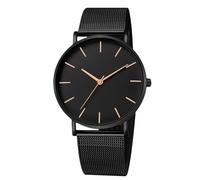 RORIOS Reloj Hombre Cuarzo Correa Acero Inoxidable Malla Delgado Minimalista Resistente al Agua Varias Opciones Color para Cotidiano/Oficina/Cita Negro A