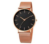 RORIOS Reloj Hombre Cuarzo Correa Acero Inoxidable Malla Delgado Minimalista Resistente al Agua Varias Opciones Color para Cotidiano/Oficina/Cita Oro Rosa Negro A