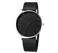 RORIOS Reloj Hombre Cuarzo Correa Acero Inoxidable Malla Delgado Minimalista Resistente al Agua Varias Opciones Color para Cotidiano/Oficina/Cita Negro Plata A