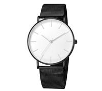 RORIOS Reloj Hombre Cuarzo Correa Acero Inoxidable Malla Delgado Minimalista Resistente al Agua Varias Opciones Color para Cotidiano/Oficina/Cita Blanco Negro