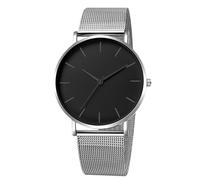 RORIOS Reloj Hombre Cuarzo Correa Acero Inoxidable Malla Delgado Minimalista Resistente al Agua Varias Opciones Color para Cotidiano/Oficina/Cita Negro Plata