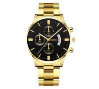 RORIOS Reloj Hombre Cuarzo Pulsera Acero Inoxidable Varias Opciones Color Impermeable Diario Ligero Relojes Casual Diario para Hombres Oro Negro