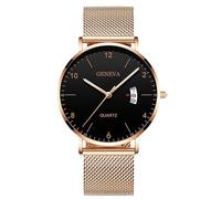 RORIOS Reloj Hombre Minimalista Ultra Delgado Cuarzo con Función Fecha Pulsera Malla Acero Inoxidable Casual Negocios Uso Diario Oro Rosa