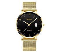 RORIOS Reloj Hombre Minimalista Ultra Delgado Cuarzo con Función Fecha Pulsera Malla Acero Inoxidable Casual Negocios Uso Diario Dorado