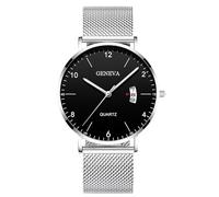 RORIOS Reloj Hombre Minimalista Ultra Delgado Cuarzo con Función Fecha Pulsera Malla Acero Inoxidable Casual Negocios Uso Diario Plata