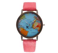 RORIOS Reloj Hombre Moda Analógico Esfera Mapa del Mundo Caja Metal Ligera con Opciones Multicolores Relojes Diario Estilizado Rojo