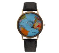 RORIOS Reloj Hombre Moda Analógico Esfera Mapa del Mundo Caja Metal Ligera con Opciones Multicolores Relojes Diario Estilizado Negro