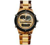 RORIOS Reloj Madera Hombres Analógico Cuarzo Reloj Hecho a Mano Reloj Ligero Luminoso Reloj Multifunción Natural Relojes Madera Hombre