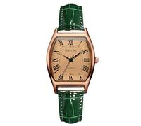 RORIOS Reloj Marcación Tonneau con Correa de Cuero Relojes Cuarzo Analógico Exquisitos Numerales Romanos Watch Impermeable para Mujer Verde A