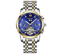 RORIOS Reloj Mecánico para Hombres Relojes de Pulsera Tourbillon Automático Reloj Esqueleto Acero Inoxidable Reloj Elegante Diamante Azul Plateado B