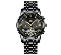 RORIOS Reloj Mecánico para Hombres Relojes de Pulsera Tourbillon Automático Reloj Esqueleto Acero Inoxidable Reloj Elegante Diamante Negro