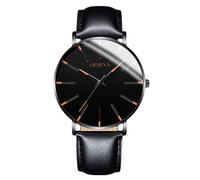 RORIOS Reloj Minimalista Moda para Hombres Pulsera Piel Malla Estilosa Movimiento de Cuarzo Preciso Oro Rosa y Negro A
