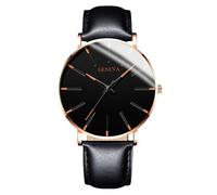 RORIOS Reloj Minimalista Moda para Hombres Pulsera Piel Malla Estilosa Movimiento de Cuarzo Preciso Oro y Negro A
