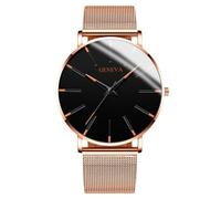 RORIOS Reloj Minimalista Moda para Hombres Pulsera Piel Malla Estilosa Movimiento de Cuarzo Preciso Oro