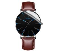 RORIOS Reloj Minimalista Moda para Hombres Pulsera Piel Malla Estilosa Movimiento de Cuarzo Preciso Azul Negro y marrón
