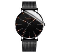 RORIOS Reloj Minimalista Moda para Hombres Pulsera Piel Malla Estilosa Movimiento de Cuarzo Preciso Oro Rosa y Negro