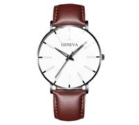 RORIOS Reloj Minimalista Moda para Hombres Pulsera Piel Malla Estilosa Movimiento de Cuarzo Preciso Blanco Negro y marrón