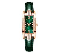 RORIOS Reloj Moda Mujer con Correa Cuero Movimiento de Cuarzo Esfera Rectangular Elegante para el Día a Día y Fiestas Verde