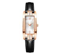 RORIOS Reloj Moda Mujer con Correa Cuero Movimiento de Cuarzo Esfera Rectangular Elegante para el Día a Día y Fiestas Blanco y Negro