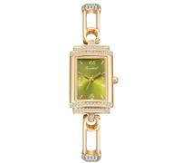 RORIOS Reloj Mujer con Cristales Esfera Rectangular Movimiento de Cuarzo Impermeable Joya Elegante para Vestido Diario y Regalo Verde