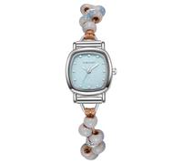 RORIOS Reloj Mujer con Esfera Cuadrada Pulsera Tejida Perlas de Moda Relojes Quartz Casual y Elegante Opciones Rosa/Azul/Morado para el Uso Diario Azul