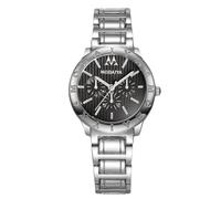 RORIOS Reloj Mujer con Movimiento Cuarzo Pulsera Metal Relojes Vestir Estilizado para el Día y Fiestas Plata Negra