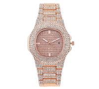 RORIOS Reloj Mujer con Piedras Brillantes Relojes de Acero Inoxidable Fecha & 30m Impermeable Trendy para Fiesta & Cotidiano Oro Rosa