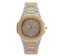 RORIOS Reloj Mujer con Piedras Brillantes Relojes de Acero Inoxidable Fecha & 30m Impermeable Trendy para Fiesta & Cotidiano Dorado A